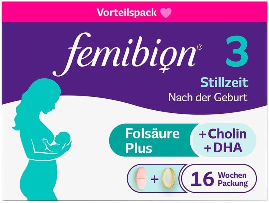 Produktbild von Bewertung Femibion 3 Stillzeit Tägliches Nahrungsergänzung für die Laktation Mit Cholin DHA Folsäure Metafolin 16-Wochen-Pack 2 x 112 Stück Procter & Gamble