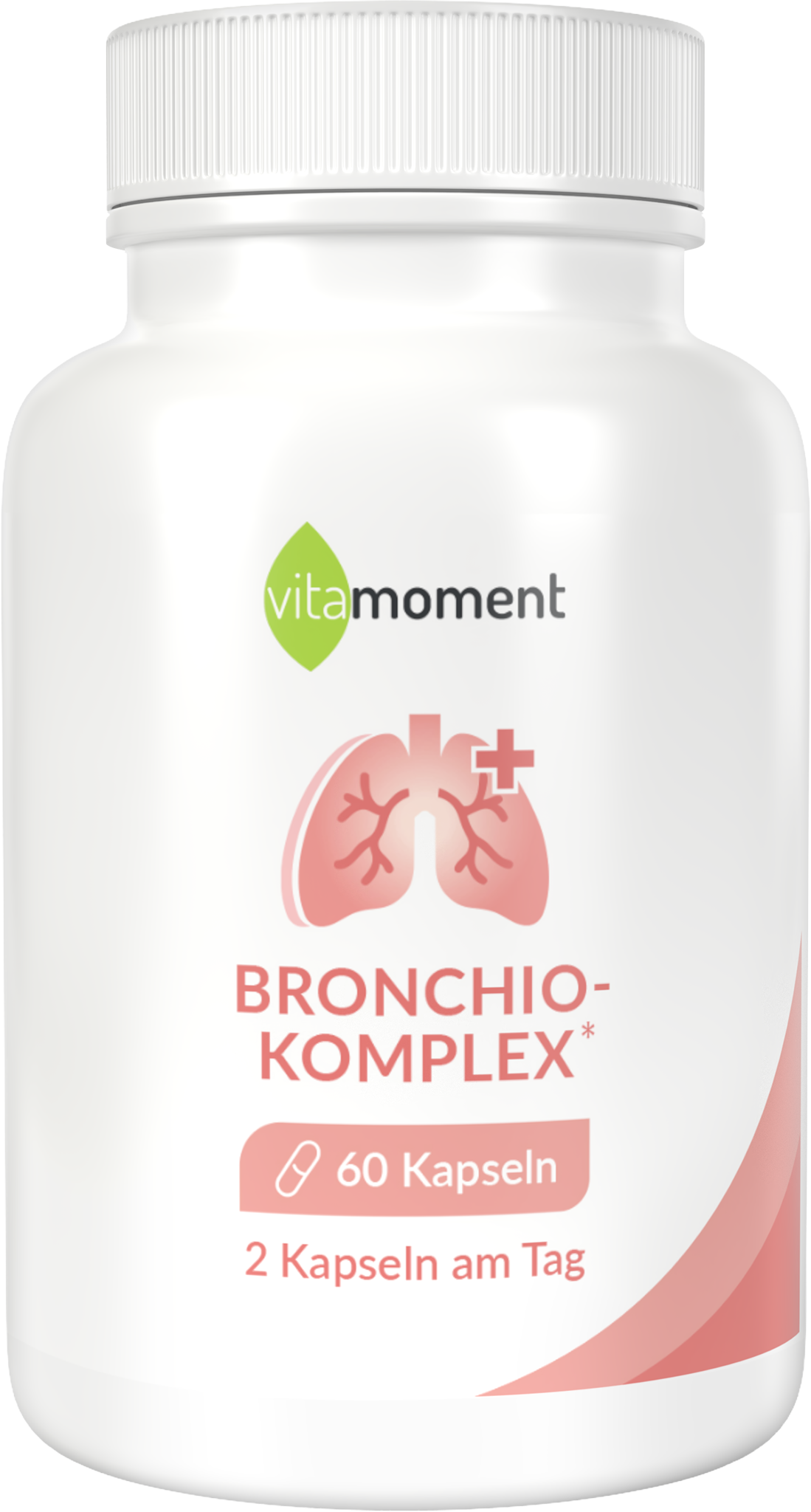 Produktbild von Bronchio-Komplex laut supplemento.de. Bewertung vitamoment Bronchio-Komplex Kapseln Vitamin C Zink Selen Immunsystem oxidativer Stress Zellschutz