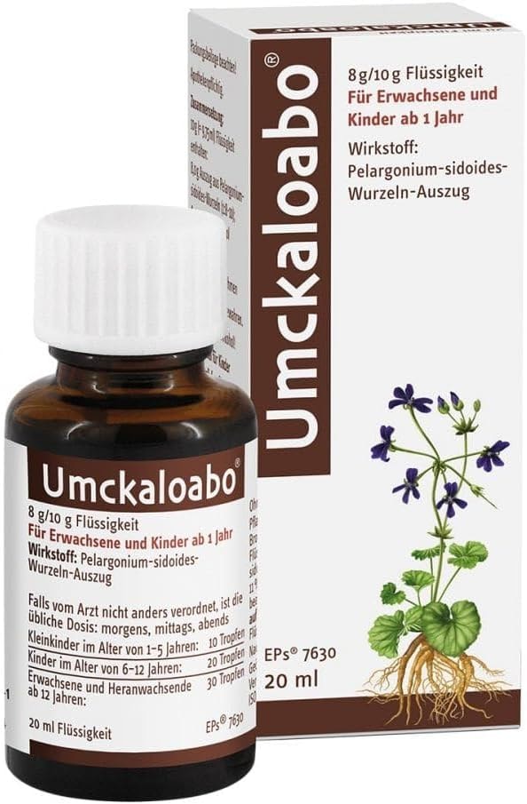 Produktbild von Bewertung Umckaloabo Tropfen Flüssigkeit gegen akute Bronchitis 20ml mit höherer Wirkstoffkonzentration