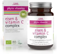 Produktbild von GSE Eisen & Vitamin C Complex Tabletten, 60 Stück, Vitamin C in Bio-Qualität aus dem Curryblatt, 100% vegan und ohne Zusatzstoffe