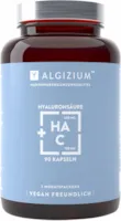 Produktbild von ALGIZIUM - Hyaluronsäure Kapseln – 90 vegane Kapseln mit 600mg hochdosierte Hyaluronsäure und zusätzlichen 100 mg Vitamin C (3 Monatspackung) - ohne synthetische Zusatzstoffe - hergestellt von Algizium in der EU
