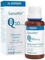MSE Pharmazeutika GmbH SanoMit Q10 flüssig Ubiquinon Tropfen, vegan liposomales kaneka coenzym q10 hochdosiert hohe Bioverfügbarkeit, Dr. Enzmann (10ml)