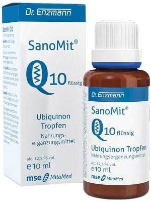 Produktbild von Bewertung SanoMit Q10 flüssig Ubiquinon Tropfen Dr.Enzmann vegan Markenrohstoff Kaneka coenzym q10 hochdosiert hohe Bioverfügbarkeit Dr. Enzmann (10ml) PZN 12474565