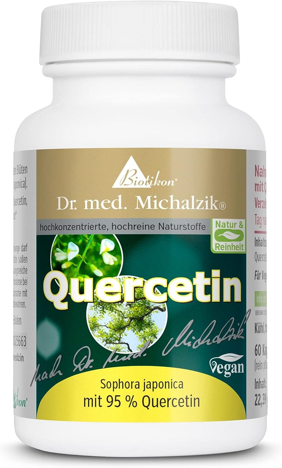 Produktbild von Bewertung Biotikon Quercetin Dr. med. Michalzik mit 95% reinem Quercetin aus den Blüten des jap. Schnurbaums empfohlene Tagesdosis Quercetin [500mg] | ohne Zusatzstoffe - von BIOTIKON®