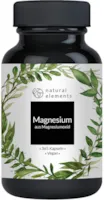 Produktbild von natural elements Magnesium 365 Kapseln 665mg davon 400mg elementares Magnesium pro Kapsel Laborgeprüft hochdosiert vegan