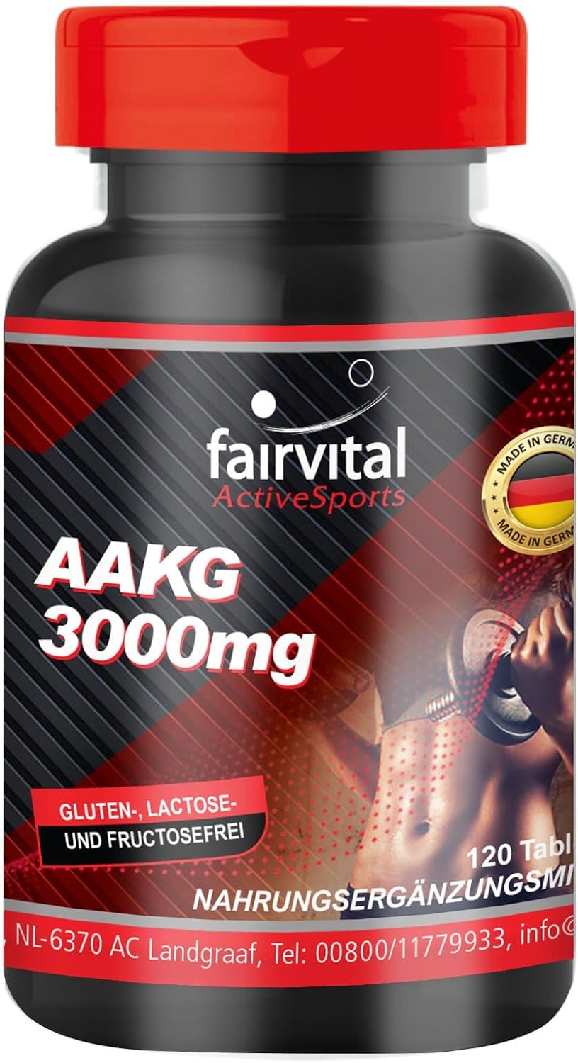 Produktbild von Bewertung fairvital AAKG 1000mg L-Arginin-Alpha-Keto-Glutarat HOCHDOSIERT VEGAN 120 Tabletten