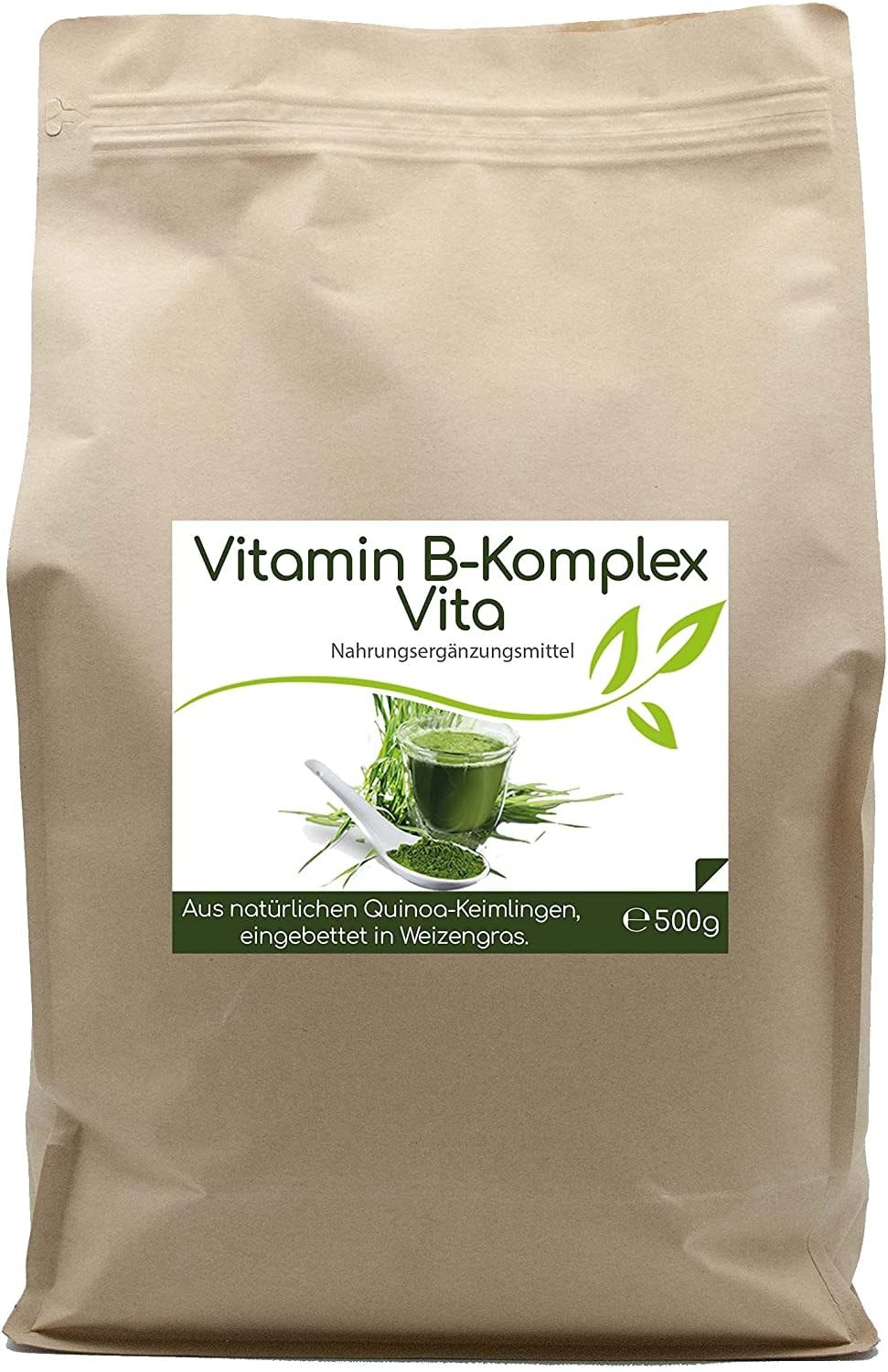 Produktbild von Cellavita Vitamin B-Komplex Vita natürliche Quinoa-Keimlinge, eingebettet in Weizengras Lückenloser Komplex aller B-Vitamine (500g im Vorratsbeutel)