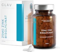 CLAV - Zink 25mg Vegan | 180 Zink-Tabletten (6 Monate) | Premium Zink-Bisglycinat hochdosiert | Unterstützt dein Immunsystem | Höchste Bioverfügbarkeit + Laborgeprüfte Herstellung in Deutschland