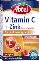 Abtei Vitamin C + Zink - wertvolles Vitaminpräparat zum Lutschen - zur Unterstützung der Abwehrkräfte und des Zellschutzes - glutenfrei, vegan - 1 x 30 Lutschtabletten