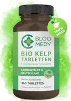 Produktbild von BLOOMEDY - Bio Kelp Jod – 365 vegane Tabletten – 150µg natürliches Jod – Bio Braunalgen aus Frankreich – Laborgeprüft in Deutschland – Premium Sea Kelp Jahresvorrat – Jod Tabletten hochdosiert ohne Zusatzstoffe