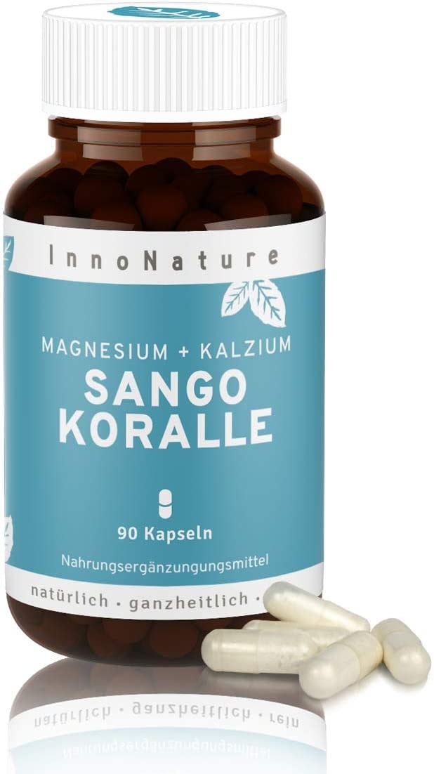 Produktbild von Bewertung InnoNature Sango Meereskoralle 90 Kapseln. Natürliches Calcium (20%) und Magnesium (10%) im optimalen körpereigenen Verhältnis 2:1. Laborgeprüft, hohe Verwertbarkeit, hochdosiert, vegan & hergestellt in DE.