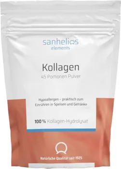 Produktbild von Bewertung sanhelios Premium Kollagen-Pulver Für Haut, Muskeln und Knochen 100% KOLLAGENHYDROLYSAT Peptide Typ 1, 2 und 3-450 Gr = 45 Portionen leicht löslich, geschmacksneutral, Keine Zusatzstoffe