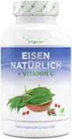 Produktbild von Vit4ever Natürliches Eisen Vitamin C aus Curryblatt-Extrakt & Hagebutte-Extrakt - 180 Kapseln (3-6 Monatsvorrat) - 28 mg reines Eisen & 160 mg Vitamin C pro Tagesportion - Laborgeprüft - Vegan - Hochdosiert
