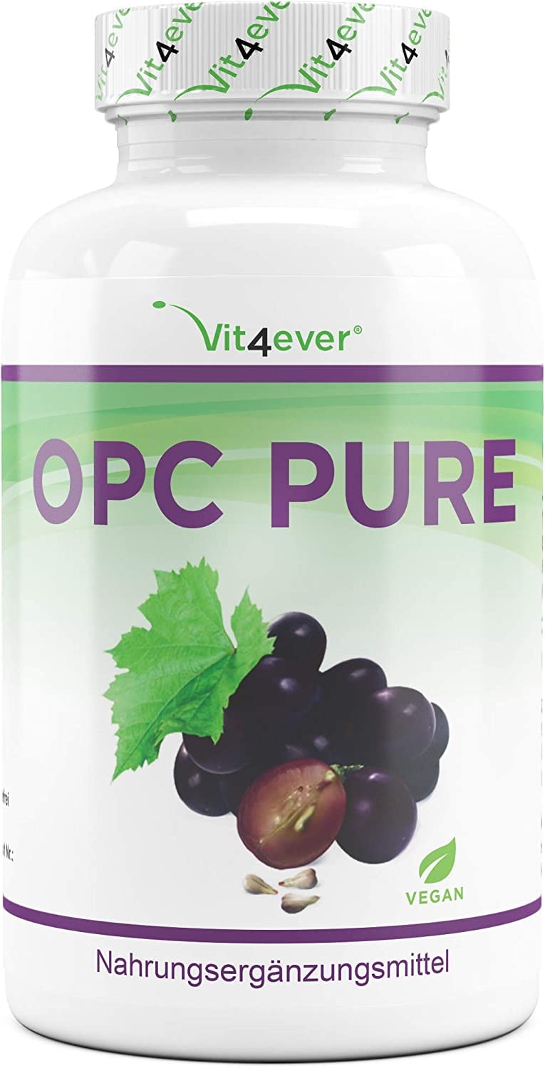 Produktbild von Bewertung Vit4ever OPC Traubenkernextrakt 300 Kapseln 1000mg Extrakt mit 700mg OPC höchster OPC Gehalt nach HPLC laborgeprüftes OPC aus europäischen Weintrauben vegan hochdosiert