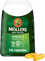 Produktbild von Bewertung Möller’s Fischöl Omega 3 Kapseln mit EPA DHA Vitamin A Vitamin D und Vitamin E - Fischöl aus Skandinavische Omega 3 Nahrungsergänzungsmittel 166 Jahre alte Marke Gesundheit für jeden Tag 112 omega-3 Kapseln