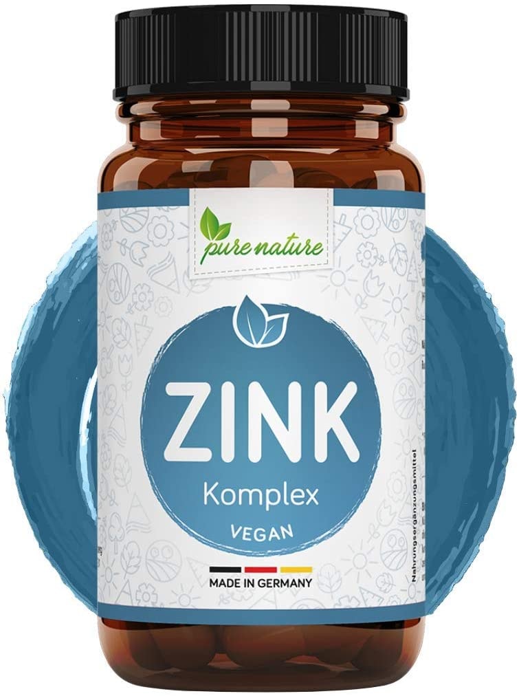 Produktbild von Pure Nature ZINK KOMPLEX rein aus BIO Buchweizen – Pflanzlich, hochdosiert & vegan – Deutscher Premium Rohstoff ohne Zusatzstoffe – 90 Kapseln