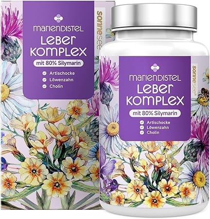 Produktbild von Bewertung sonnesee Mariendistel 8 fach hochdosiert 120 Kapseln 80% Silymarin Leber Komplex Produziert in Deutschland Artischocke Löwenzahn Cholin Curcuma Desmodium Folsäure B12 Vegan