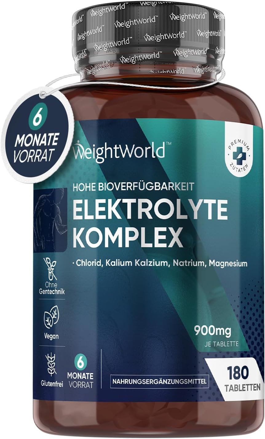 Produktbild von Bewertung WeightWorld Elektrolyt Tabletten 900mg mit Kalzium, Magnesium, Kalium, Natrium & Chlorid Elektrolytgleichgewicht & Muskelfunktion 180 vegane Tabletten