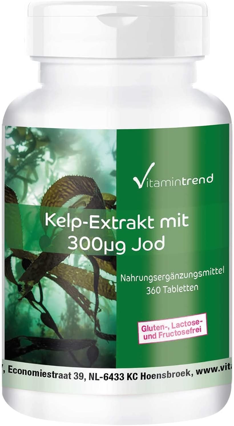 Produktbild von Vitamintrend - Kelp Extrakt mit Jod 300mcg - 360 Tabletten - Hochdosiert und vegan