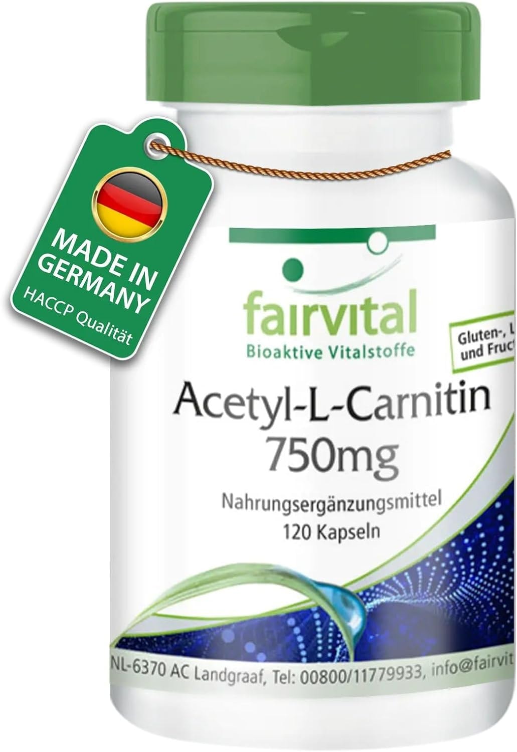 Produktbild von Bewertung fairvital Acetyl-L-Carnitin hochdosiert 750mg HOCHDOSIERT VEGAN 120 Kapseln