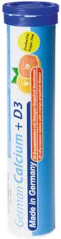Produktbild von T&D Pharma - Calcium + Vitamin D3 Brausetabletten 2x20 Stk. Orangen-Grapefruit Geschmack - 500 mg Kalzium, 2,5 μg Vitamin D3 - T&D Pharma German Calcium + Vitamin D3 – Made in Germany
