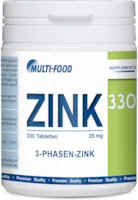 Produktbild von Multi-Food  Zink Tabletten, 330 Stück, 3 Phasen Zink, 25mg | Haut Haare Nägel, Zink hochdosiert mit Zink Bisglycinat (330 Tabletten)