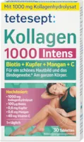 Produktbild von tetesept Kollagen 1000 Intens Nahrungsergänzungsmittel mit Kollagen, Vitamin C, Biotin, Kupfer & Mangan – Für das Bindegewebe und ein schönes Hautbild – 1 x 30 Tabletten