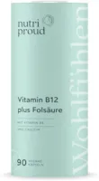 Produktbild von nutriproud - Vitamin B12 (Methylcobalamin) hochdosiert + Folsäure + B6, bioaktive Form für neue Energie, 90 vegane Kapseln für 3 Monate, ohne Zusatzstoffe, nachhaltig verpackt, aus Deutschland