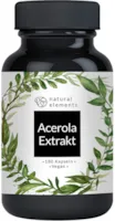 natural elements Acerola Kapseln Natürliches Vitamin C 180 vegane Kapseln für 6 Monate Laborgeprüft ohne unerwünschte Zusätze