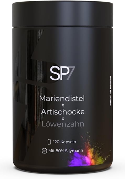 Produktbild von Bewertung SP7 Mariendistel Artischocken Löwenzahn Komplex Kapseln Leber Entgiften Komplex mit 80% Silymarin vegan laborgeprüft ohne Magnesiumstearat und Füll -und Farbstoffen