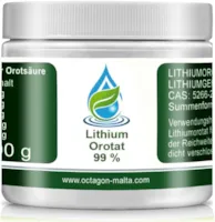Produktbild von Bewertung Octagon Indiustries Limited Lithium Orotat Pulver 100 g Lithiumorotat Monohydrat hochrein 99% für Forschung und Laborzwecke 4% Lithium elementar feine Körnung