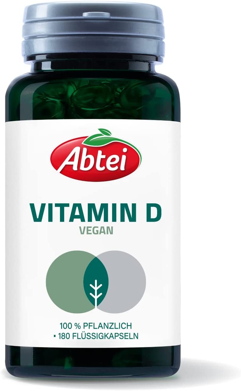 Produktbild von Abtei Nature & Science Vitamin D – Veganes Nahrungsergänzungsmittel – direkt verfügbar – unterstützt das Immunsystem, Knochen und Muskeln, 180 Flüssigkapseln