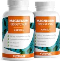 Produktbild von Bewertung ProFuel Magnesium Bisglycinat Kapseln 480 Stück optimal hochdosiert & bioverfügbar - 360 mg Magnesium pro Tag - laborgeprüft mit Zertifikat - 100% vegan - Vorrat für 160 Tage