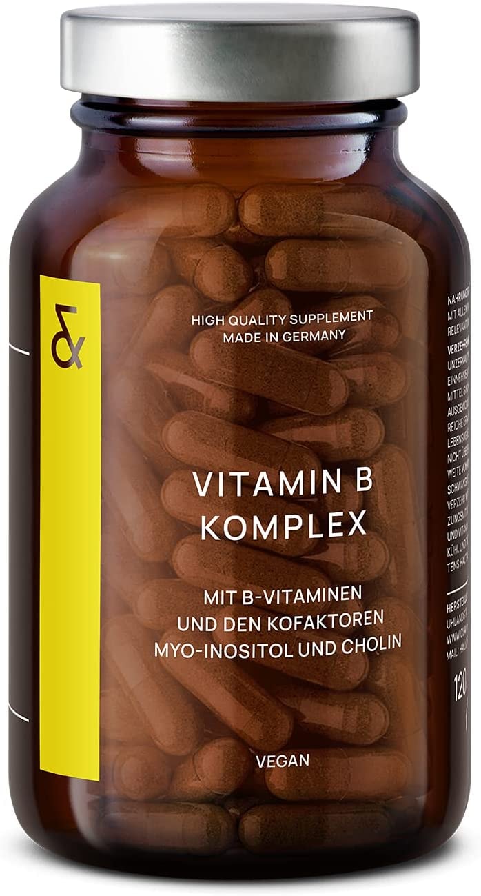 Produktbild von CLAV Vitamin B Komplex Hochdosiert Vegan - alle acht B-Vitamine & Co-Faktoren - 120 Kapseln (4 Monate) - Vit B1, B2, B3, B5, B6, B12 Methylcobalamin, Biotin & Folsäure, Myo-Inositol, Cholin - Bioaktiv