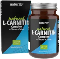 naturity L-CARNITIN Complex, Vitalstoffkomplex mit L-Carnitin plus Chrom und Selen, zur Normalisierung des Blutzuckerspiegels, ideal bei Fitness und Diät (120 Kapseln)