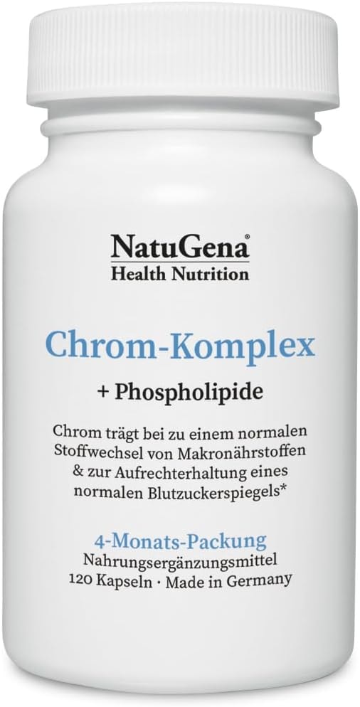 Produktbild von Bewertung NatuGena Chrom-Komplex Chrom-Picolinate Chrom-III-Chlorid & Phospholipide 120 Kapseln 4 Monats-Packung