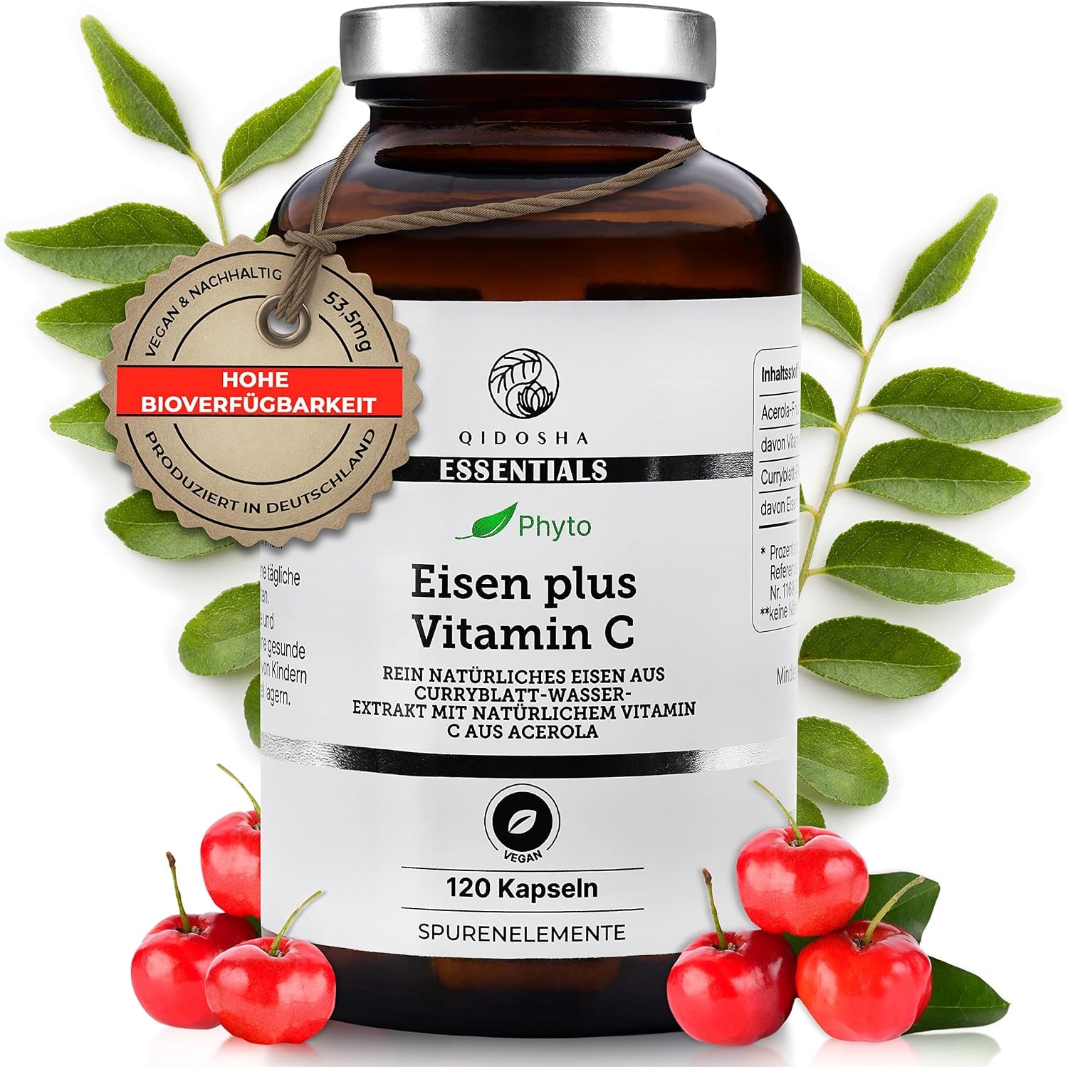 Produktbild von Bewertung QIDOSHA pflanzliches Eisen plus Vitamin C Kapseln