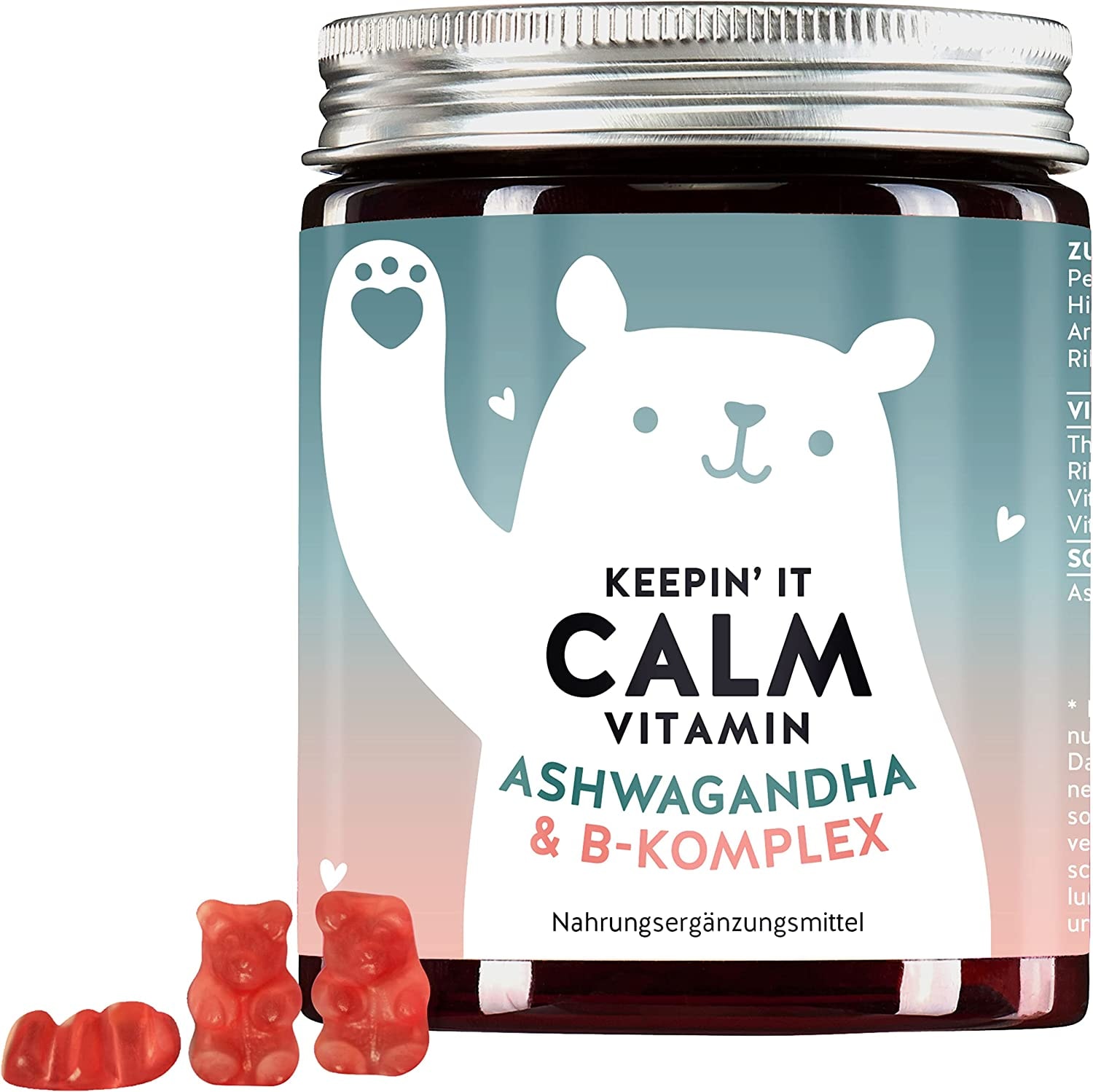 Produktbild von Bears with Benefits - Ashwagandha Gummibärchen | mit Premium Ashwagandha 150mg | B-Vitamin-Komplex für normale Funktion des Nervensystems |60 St Bears with Benefits Keepin' it Calm