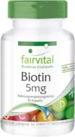 fairvital Biotin 5mg - HOCHDOSIERT - Vitamin B7 - laktosefrei - VEGAN - 90 Kapseln