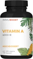 ImmuBoost Vitamin A Kapseln laborgeprüft & ohne starke Überdosierung 1 Tag 1 Kapsel mit 125% Tagesbedarf 180 Kapseln à 1.200 μg für 6 Monate | Vegan, ohne künstliche Zusätze & aus DE