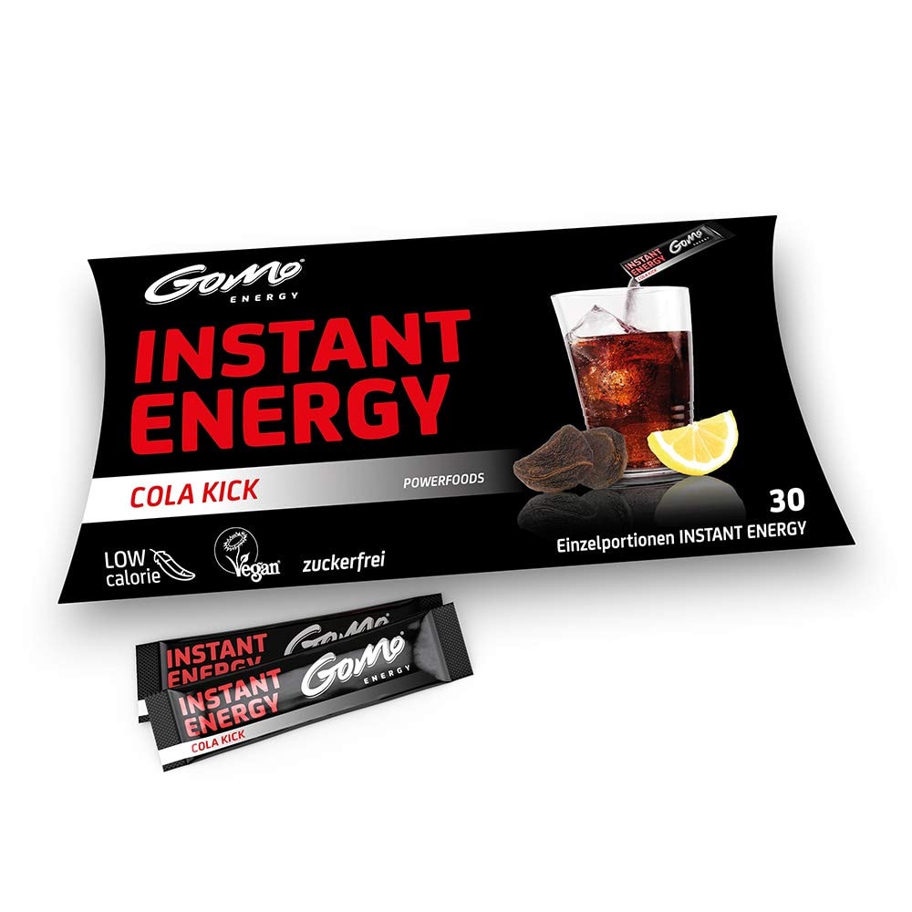 Produktbild von Bewertung GoMo ENERGY Instant Energy Getränkepulver Cola Zero für Wachheit Ausdauer Konzentration superstarker zuckerfreier Instant Energy Drink mit Koffein B-Vitaminen Taurin Cola Kick