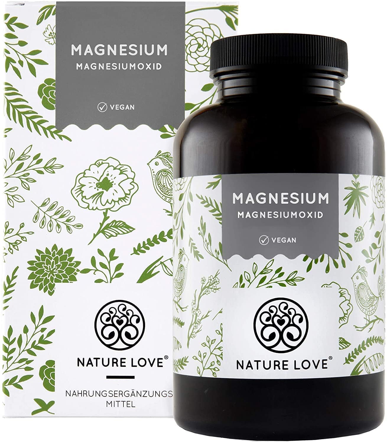 Produktbild von NATURE LOVE Magnesium - 660mg (400mg elementar) je Kapsel - 365 Kapseln (Jahresvorrat) - Höher konzentriert als Magnesiumcitrat - Laborgeprüft, hochdosiert, vegan, in Deutschland produziert