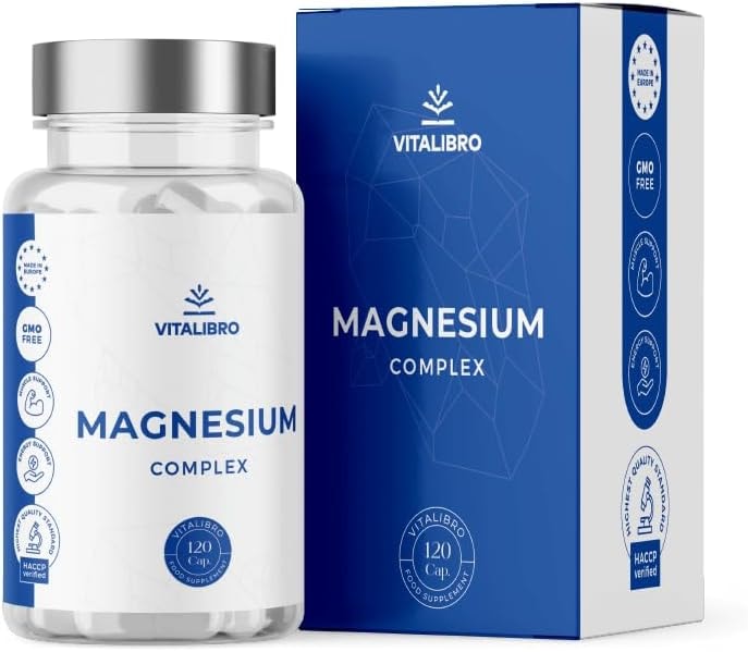 Produktbild von Bewertung VITALIBRO Magnesium Komplex 460mg Premium Magnesium aus 5 hochwertigen Verbindungen je Tagesdosis! Magnesiumcitrat  Magnesiumoxid Magnesiumbisglycinat Magnesiummalat Magnesiumscorbat. Vegan und hochdosiert