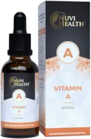 Produktbild von Nuvi Health Vitamin A Retinylpalmitat Tropfen-50ml-1700 Tropfen - Extra hochdoisert: 5000 I.E (1500 µg) pro Tag - Echtes Vitamin A - Laborgeprüft - Vegan - Ohne Alkohol