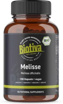 Biotiva Bio Melissen Kapseln aus Melissa officinalis 450mg Melisse ohne Zusatzstoffe abgefüllt und kontrolliert in Deutschland Biotiva