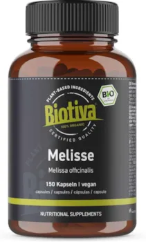 Produktbild von Bewertung Biotiva Bio Melissen Kapseln aus Melissa officinalis 450mg Melisse ohne Zusatzstoffe abgefüllt und kontrolliert in Deutschland Biotiva
