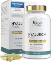 Produktbild von NaroVital - Hyaluronsäure Kapseln hochdosiert - 500 mg Hyaluron pro veganer Kapsel - 500-700 kDa - 90 Kapseln (3 Monate) - Für Anti-Aging, Haut & Gelenke