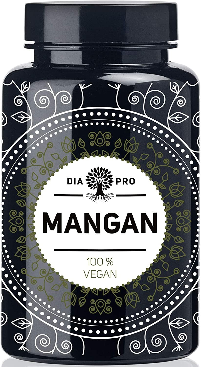 Produktbild von DiaPro Mangan-Tabletten mit 10mg Mangan pro Tablette aus Mangan-Bisglycinat 365 Stück Jahresvorrat 100% Vegan Laborgeprüft