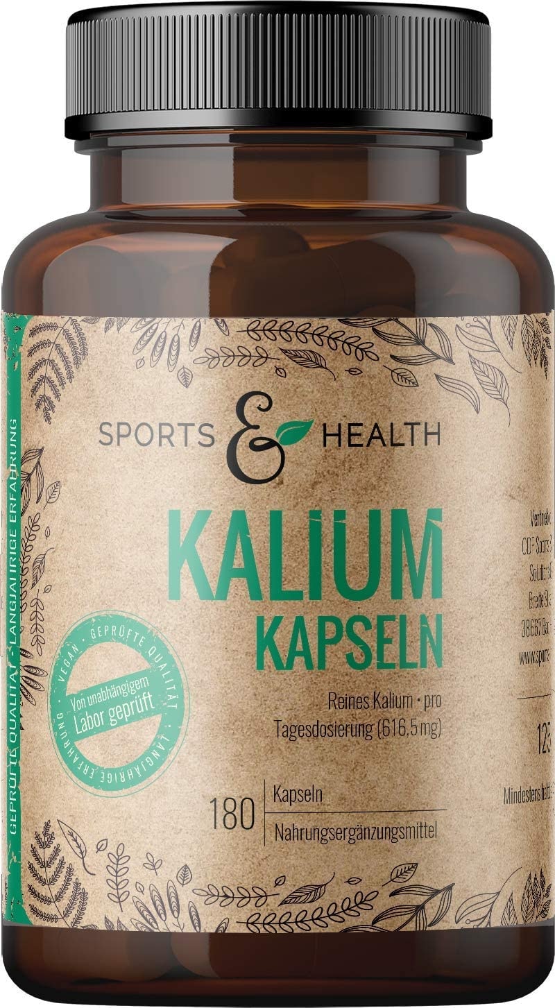 CDF Sports & Health Solutions Kalium Hochdosiert Kalium Kapseln 180 Kapseln Vegan Frei von Zusatzstoffen 616,5mg Kaliumcitrat pro Tagesdosierung - Potassium Citrate