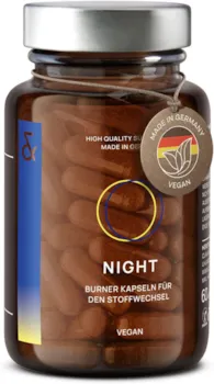 Produktbild von Bewertung CLAV N°2 NIGHT Stoffwechsel Kapseln für die Nacht mit L-Tryptophan L-Carnitin L-Glutamin Baldrian Passionsblume Melisse Vitamin B12 Folsäure Komplex zur Diät Unterstützung 60 Kapseln